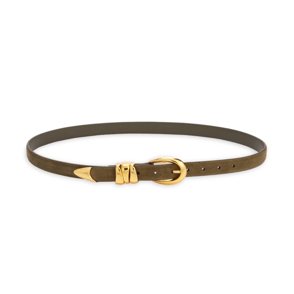 Madewell Olive Belt with Gold Buckle